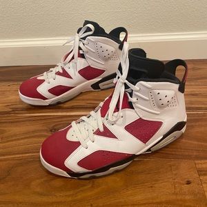 Jordan 6 Retro Carmine Mens 9.5 Red, white, black to represent the Chicago Bulls